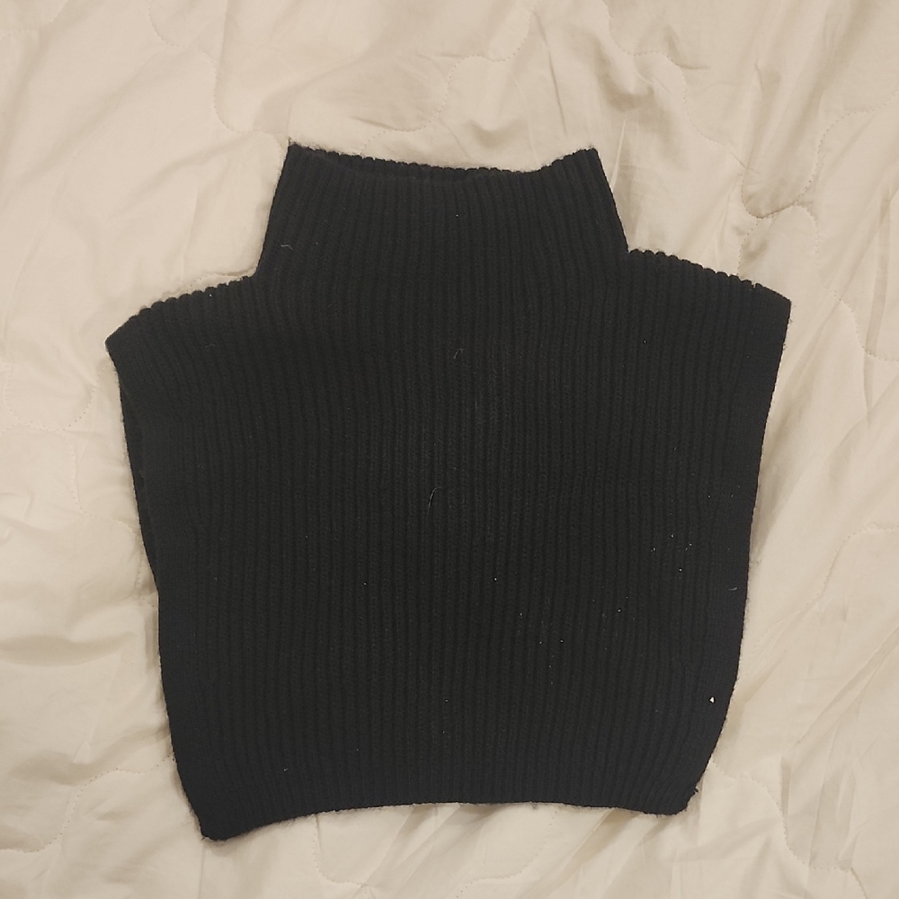 Black Ribbed Knit Turtleneck Sweater